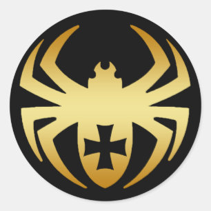 PEGATINA REDONDA ESPIDEZ DE ORO CON CRUZ