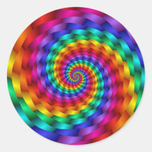 Pegatina Redonda Espiral arcoiris LGBT