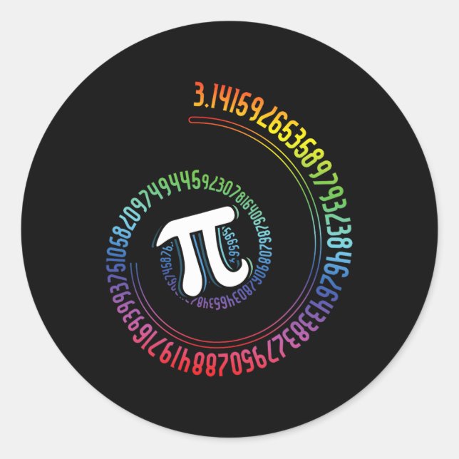 Pegatina Redonda Espiral Arcoiris Nerd Math Geek Matematicista Pi D (Anverso)