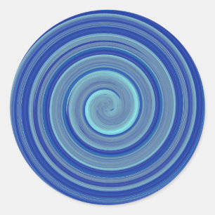 Pegatina Redonda Espiral azul y turquesa
