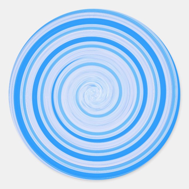 Pegatina Redonda Espiral blanca y azul (Anverso)