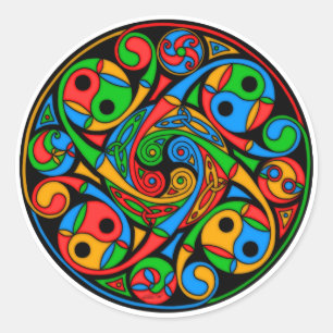 Pegatina Redonda Espiral céltico del vitral