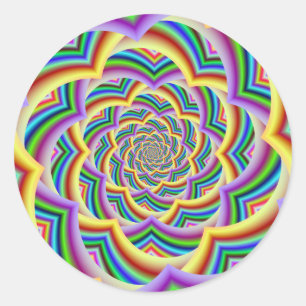Pegatina Redonda Espiral de chevron curvada colorida