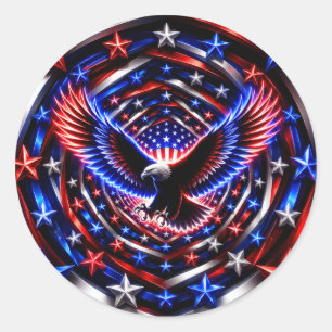 Pegatina Redonda Espiral de la Visión Americana – Águila Patriótica