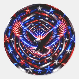 Pegatina Redonda Espiral de la Visión Americana – Águila Patriótica
