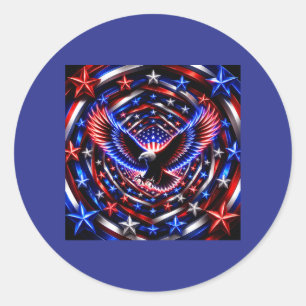 Pegatina Redonda Espiral de la Visión Americana – Águila Patriótica