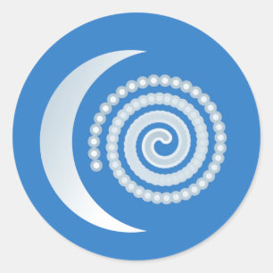 Pegatina Redonda Espiral de luna plateada