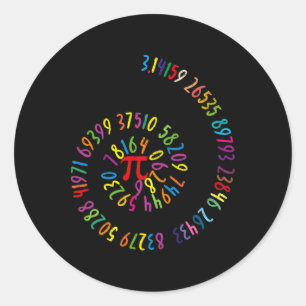 Pegatina Redonda Espiral de matemáticas del Día del Pi 3.14 Ratio G