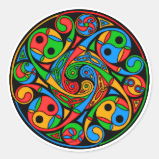 Pegatina Redonda Espiral de vidrio con manchas celtas