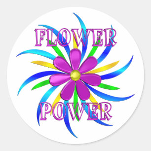 Pegatina Redonda Espiral del flower power