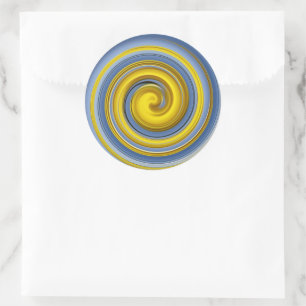 Pegatina Redonda Espiral Guay amarilla y azul