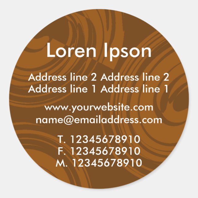 Pegatina Redonda Espirales (Chocolate) Negocios / Perfil (Anverso)