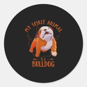Pegatina Redonda Espíritu Animal Es Un Bulldog Inglés Divertido Amo