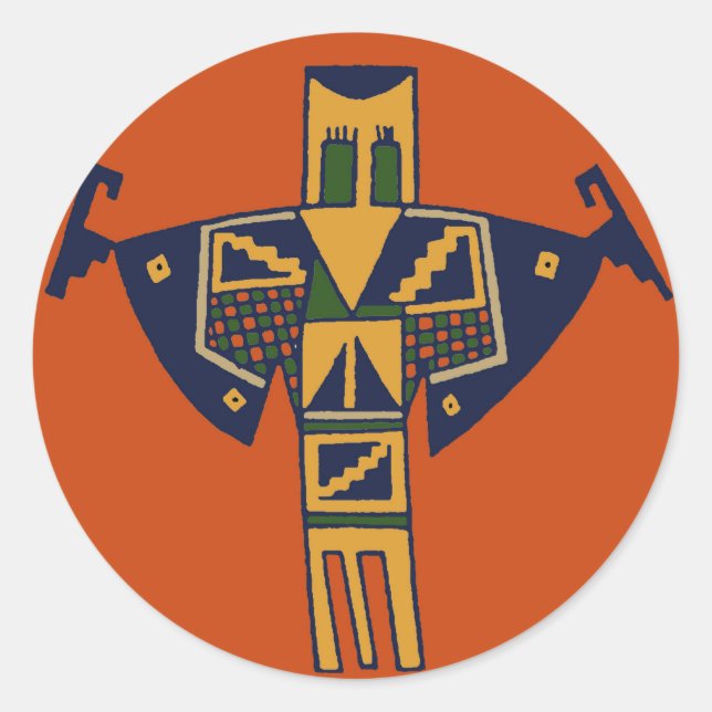 Pegatina Redonda Espíritu Chamán del Suroeste (Anverso)