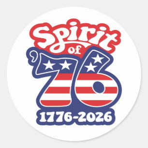 Pegatina Redonda Espíritu de 76 - Groovy USA 250 - 1776-2026