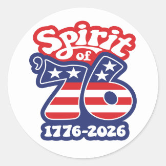 Pegatina Redonda Espíritu de 76 - Groovy USA 250 - 1776-2026
