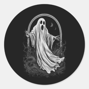 Pegatina Redonda Espíritu de Halloween 2, fantasma adorable, divers