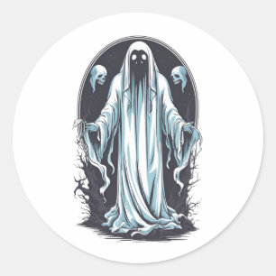 Pegatina Redonda Espíritu de Halloween 4, fantasma adorable, espías