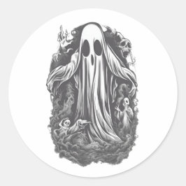 Pegatina Redonda Espíritu de Halloween 8, terrible, espeluznante, m