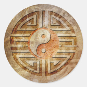 Pegatina Redonda Espíritu De Yin Y Yang