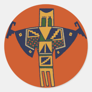Pegatina Redonda Espíritu del chamán del sudoeste