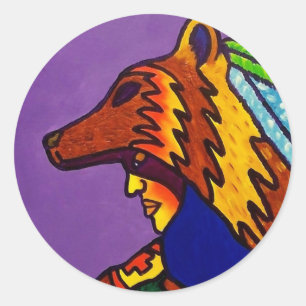 Pegatina Redonda Espíritu del lobo 3 por Piliero