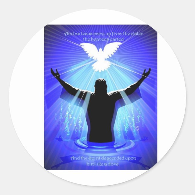 Pegatina Redonda Espíritu descendiendo como paloma (Anverso)