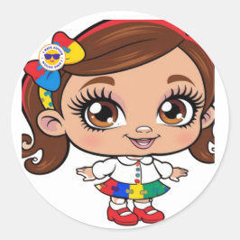 Pegatina Redonda "Espíritu Radiante: Una Niña Pequeña Celebrando El