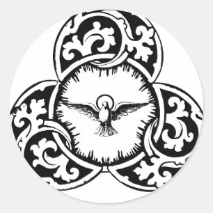 Pegatina Redonda Espíritu Santo Doble símbolo cristiano