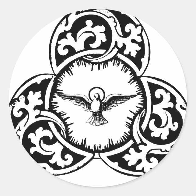 Pegatina Redonda Espíritu Santo Doble símbolo cristiano (Anverso)