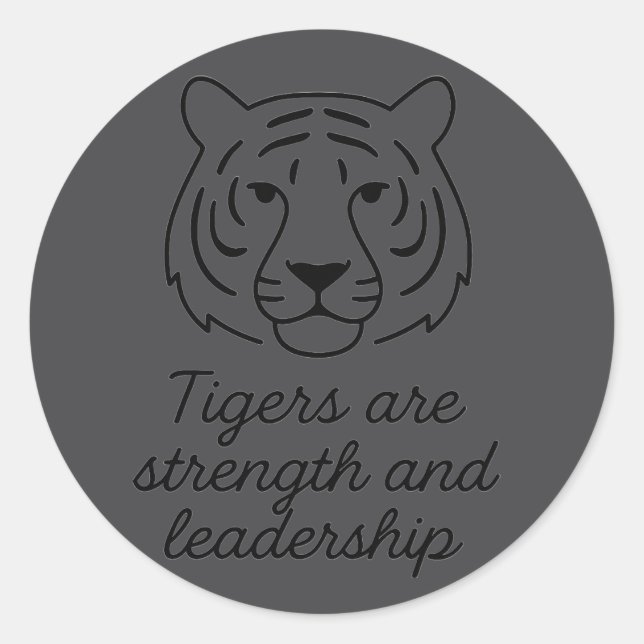 Pegatina Redonda Espíritu tigre: fuerza y liderazgo (Anverso)