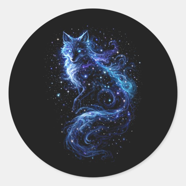 Pegatina Redonda Espíritu Zorro Celestial (Anverso)