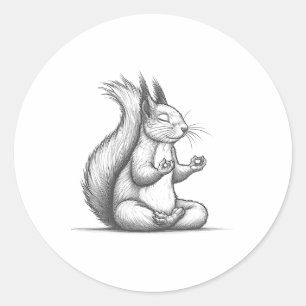 Pegatina Redonda Espiritualidad de ardilla de meditación budista ze