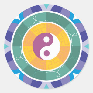 Pegatina Redonda Espiritualidad de Yin yang este mandala buena suer