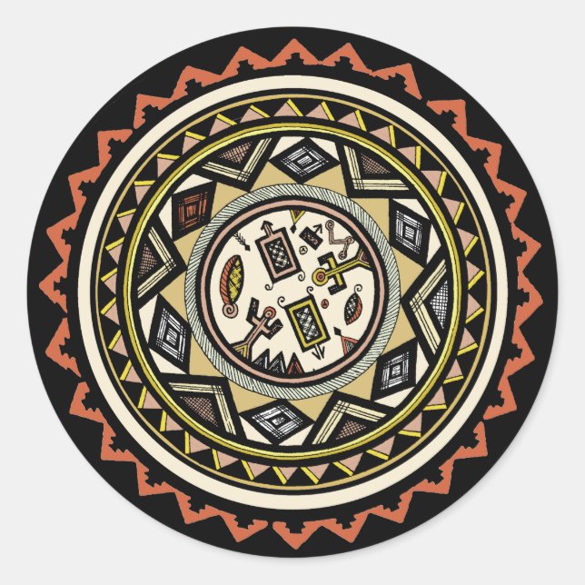 Pegatina Redonda Espíritus africanos (Anverso)
