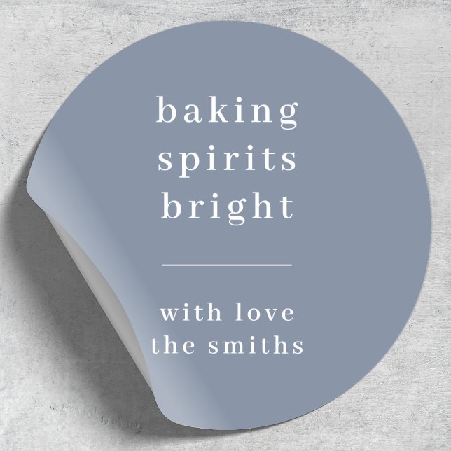 Pegatina Redonda Espíritus de hormigón brillante | Gris azul sencil (Personalized stickers for festive baking or gift packaging)