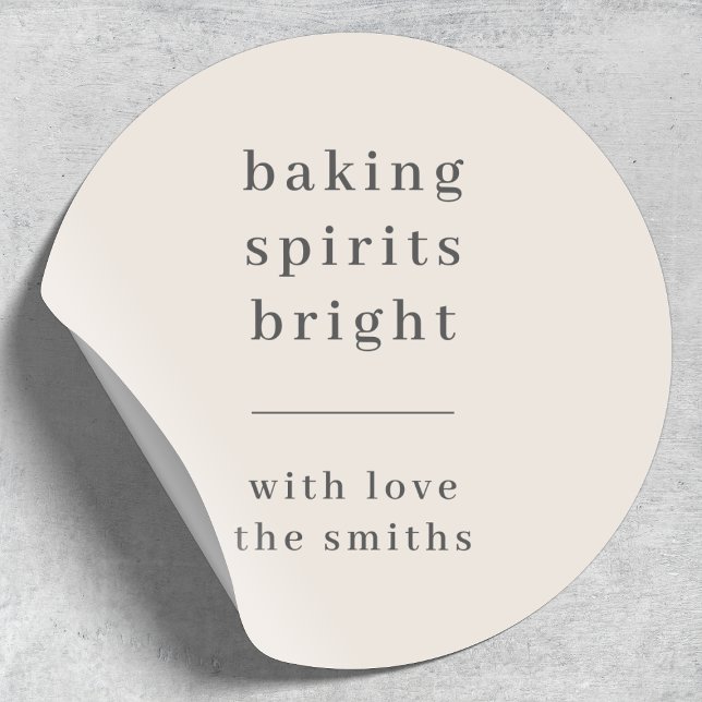 Pegatina Redonda Espíritus de hormigón brillante | Navidades Neutra (Personalized festive stickers for festive baking or gift packaging)