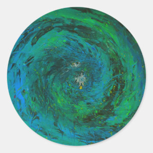 Pegatina Redonda Espíritus del mar de la Tierra