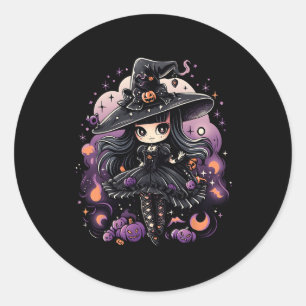 Pegatina Redonda Espíritus espeleados Halloween Witch Art