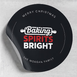 Pegatina Redonda Espíritus modernos de panadería iluminan la Navida