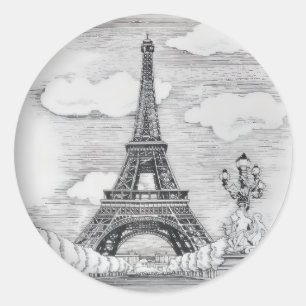 Pegatina Redonda Espléndido Sticker de la Torre Eiffel