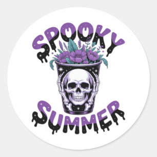 Pegatina Redonda Espléndido verano Skeletonsummerween