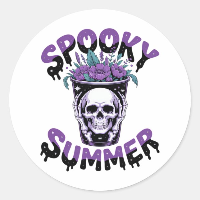 Pegatina Redonda Espléndido verano Skeletonsummerween (Anverso)