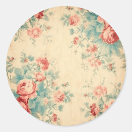 Pegatina Redonda Esplendores envejecidos, Peach Shabby Chic