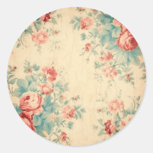 Pegatina Redonda Esplendores envejecidos, Peach Shabby Chic