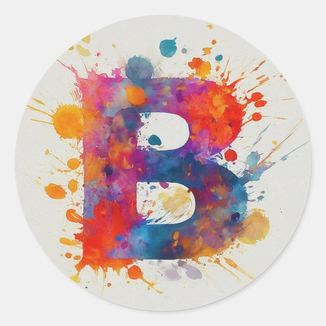 Pegatina Redonda Esplusa de color de agua B (Anverso)