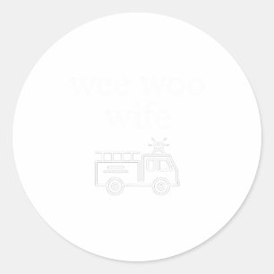 Pegatina Redonda Esposa Bombera Wee Woo Suse Lindo Minimalista Esté