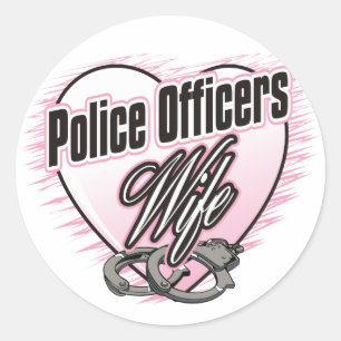 Pegatina Redonda Esposa de los oficiales de policía