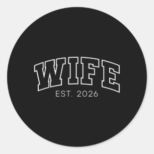 Pegatina Redonda Esposa Est 2026 Casada Luna de Miel Boda Parejas 1
