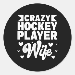 Pegatina Redonda Esposa Loca Jugador de Hockey Campo de Hockey sobr